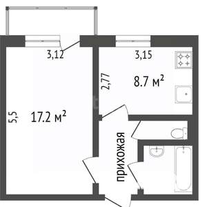 1-к квартира, вторичка, 35м2, 8/10 этаж