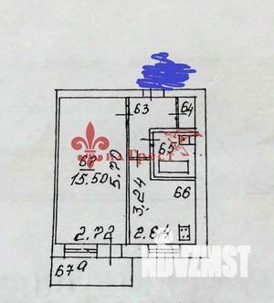 1-к квартира, вторичка, 32м2, 5/5 этаж