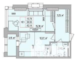 1-к квартира, вторичка, 42м2, 11/18 этаж