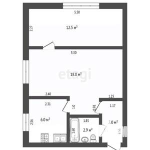2-к квартира, вторичка, 42м2, 3/3 этаж