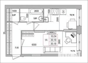 1-к квартира, вторичка, 39м2, 1/16 этаж