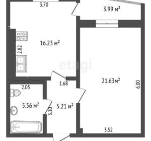 1-к квартира, вторичка, 53м2, 11/17 этаж