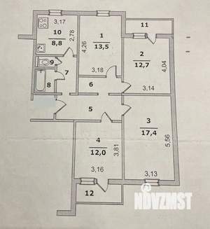 4-к квартира, вторичка, 84м2, 4/9 этаж