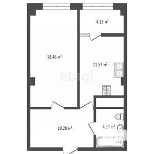 1-к квартира, вторичка, 49м2, 12/19 этаж