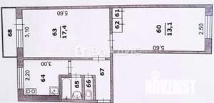 2-к квартира, вторичка, 44м2, 4/5 этаж