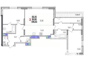 3-к квартира, вторичка, 107м2, 13/18 этаж
