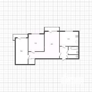 3-к квартира, вторичка, 76м2, 7/17 этаж