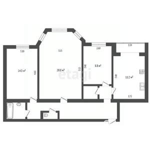 3-к квартира, вторичка, 73м2, 3/6 этаж