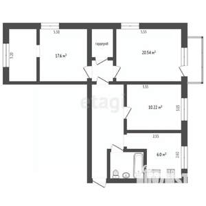 3-к квартира, вторичка, 69м2, 3/5 этаж