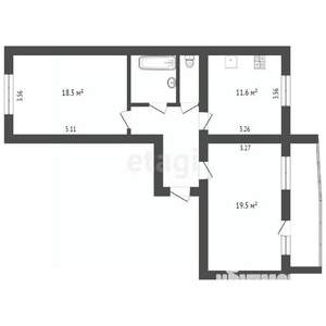 2-к квартира, вторичка, 64м2, 2/11 этаж