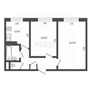 2-к квартира, вторичка, 44м2, 1/9 этаж