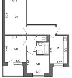 3-к квартира, вторичка, 60м2, 2/9 этаж
