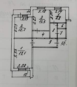 3-к квартира, вторичка, 73м2, 3/9 этаж