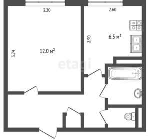 1-к квартира, вторичка, 29м2, 1/9 этаж