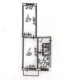 2-к квартира, вторичка, 43м2, 5/5 этаж
