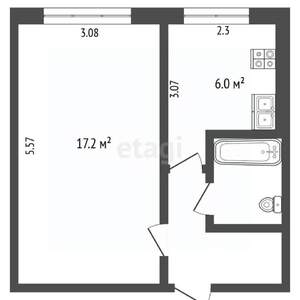 1-к квартира, вторичка, 30м2, 1/6 этаж