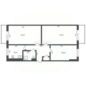 3-к квартира, вторичка, 61м2, 2/5 этаж