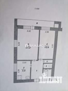 2-к квартира, вторичка, 49м2, 4/12 этаж