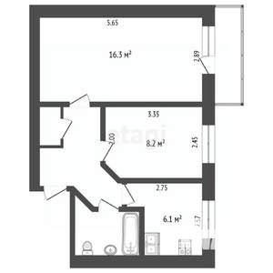 2-к квартира, вторичка, 42м2, 2/5 этаж