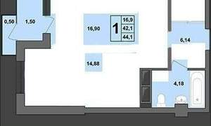 Студия квартира, вторичка, 42м2, 6/21 этаж