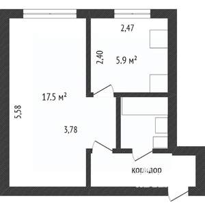 1-к квартира, вторичка, 40м2, 2/9 этаж