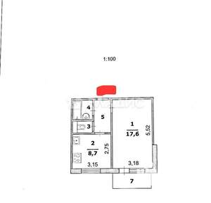 1-к квартира, вторичка, 35м2, 3/9 этаж