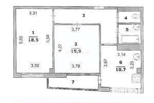 2-к квартира, вторичка, 63м2, 13/16 этаж