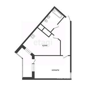 1-к квартира, вторичка, 46м2, 2/15 этаж