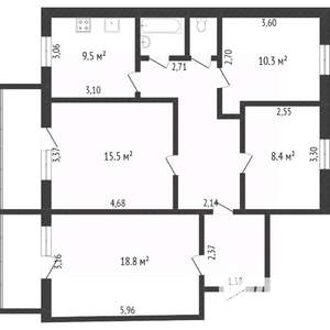 4-к квартира, вторичка, 71м2, 1/9 этаж