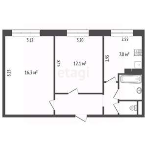 2-к квартира, вторичка, 45м2, 1/9 этаж