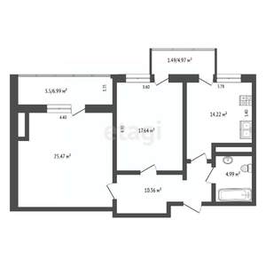 2-к квартира, вторичка, 85м2, 4/11 этаж