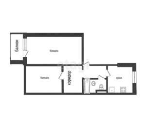 2-к квартира, вторичка, 41м2, 1/4 этаж