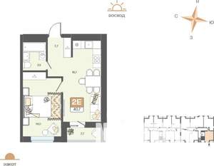 2-к квартира, вторичка, 41м2, 5/8 этаж