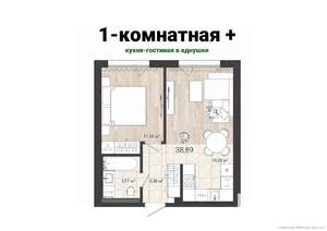 1-к квартира, вторичка, 38м2, 1/8 этаж