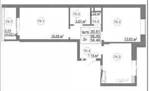 2-к квартира, вторичка, 58м2, 5/8 этаж