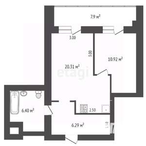 1-к квартира, вторичка, 45м2, 10/12 этаж