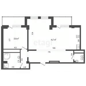 2-к квартира, вторичка, 89м2, 7/14 этаж