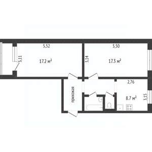 2-к квартира, вторичка, 46м2, 1/9 этаж