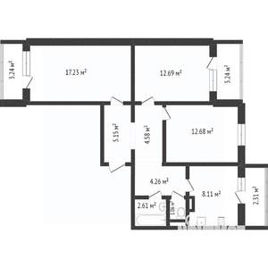 3-к квартира, вторичка, 81м2, 9/10 этаж