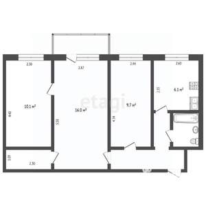 3-к квартира, вторичка, 55м2, 5/5 этаж
