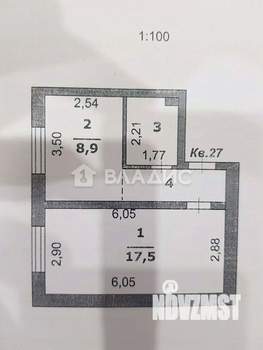 1-к квартира, вторичка, 35м2, 1/4 этаж