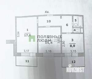 2-к квартира, вторичка, 51м2, 6/9 этаж