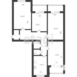 4-к квартира, вторичка, 70м2, 4/9 этаж