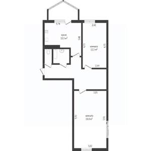 2-к квартира, вторичка, 57м2, 1/5 этаж