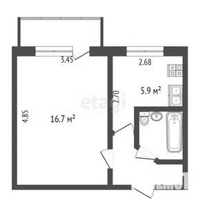1-к квартира, вторичка, 29м2, 5/5 этаж