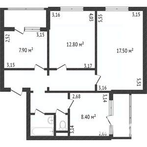 3-к квартира, вторичка, 72м2, 6/10 этаж