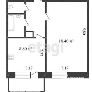 1-к квартира, вторичка, 33м2, 4/8 этаж
