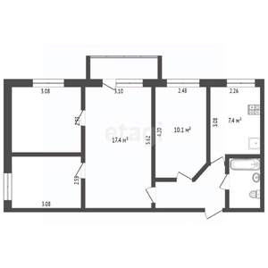4-к квартира, вторичка, 61м2, 5/5 этаж