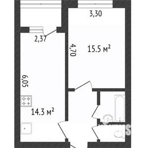 1-к квартира, вторичка, 37м2, 2/12 этаж