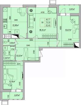 3-к квартира, вторичка, 82м2, 3/9 этаж